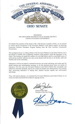 District Receives Recognition From Ohio Senate