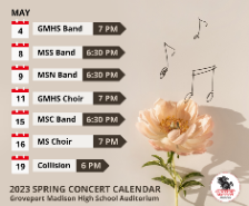 Spring Band and Choir Concert Schedule