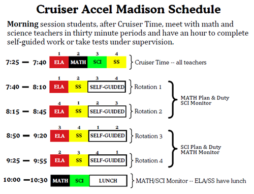 Cruiser Accel Madison Morning Schedule