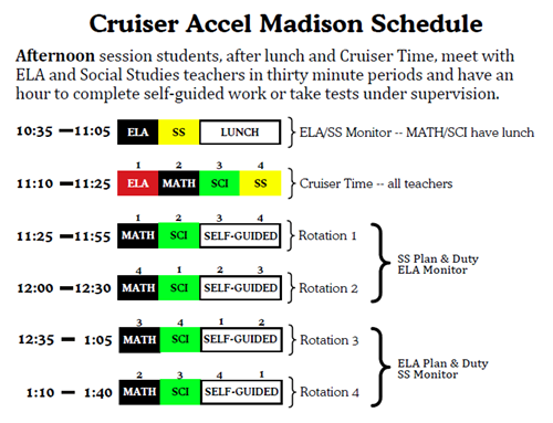 Cruiser Accel Madison Morning Schedule