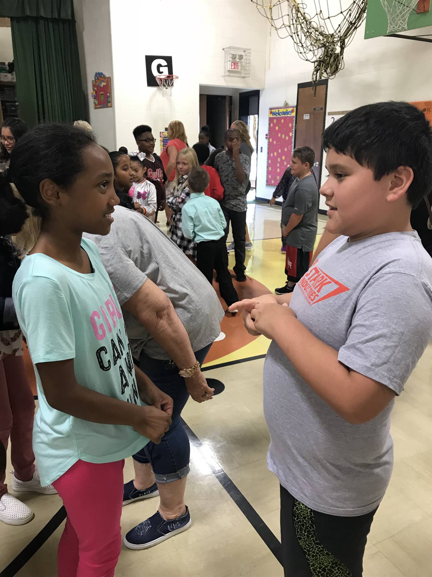 Children greeting one another