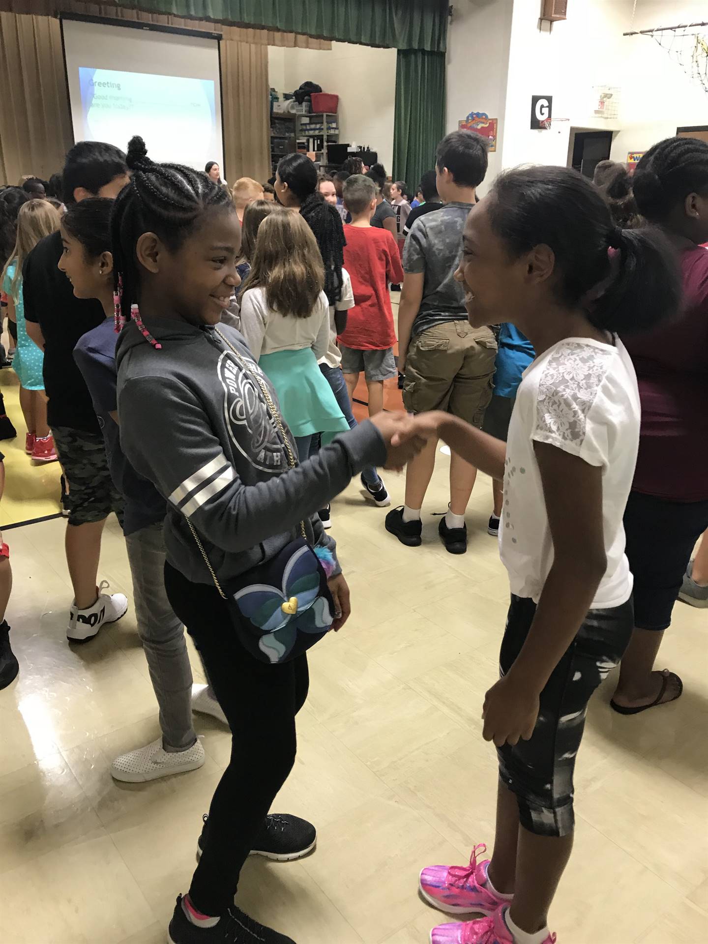 Children greeting one another