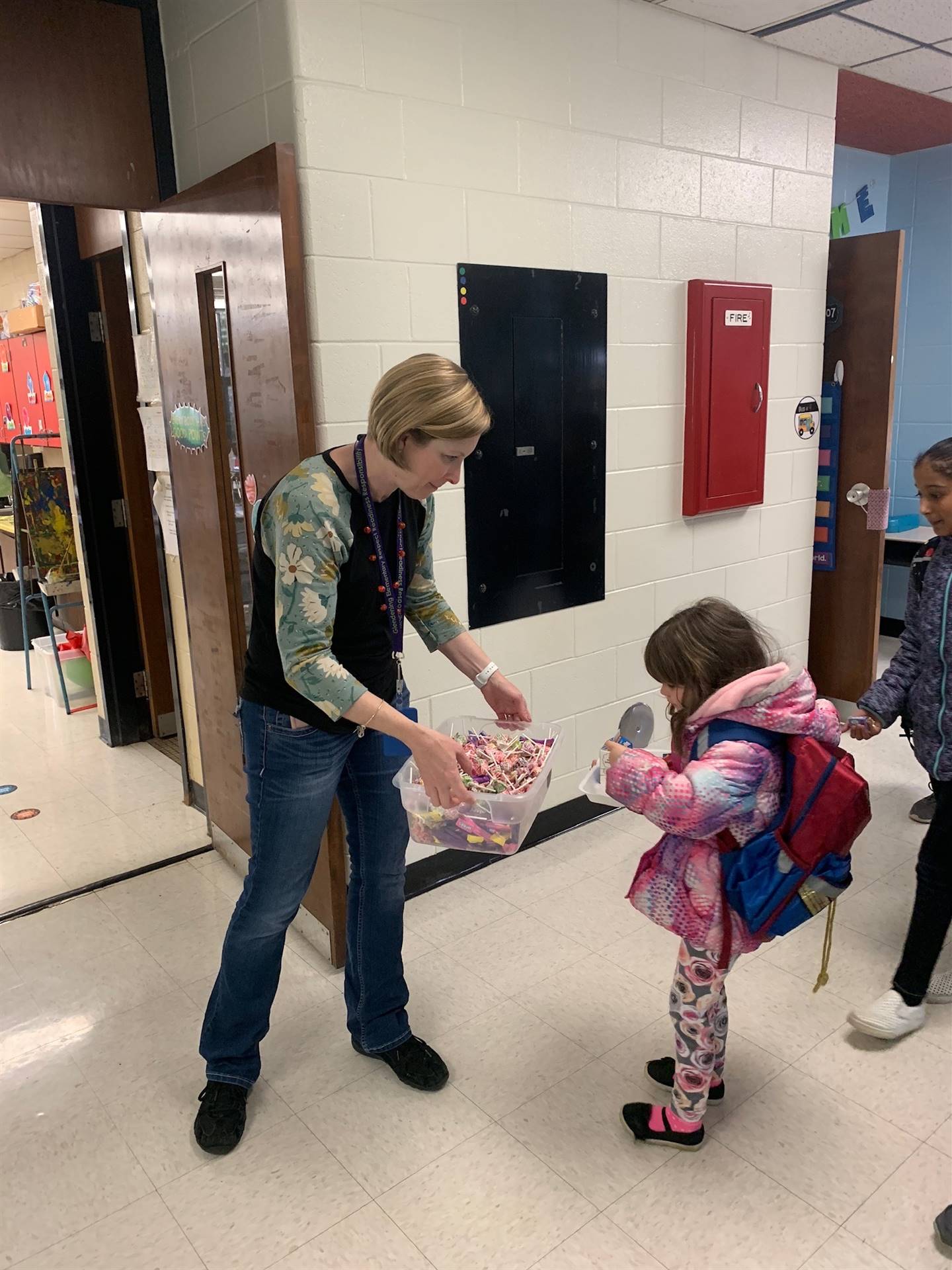 passing out candy