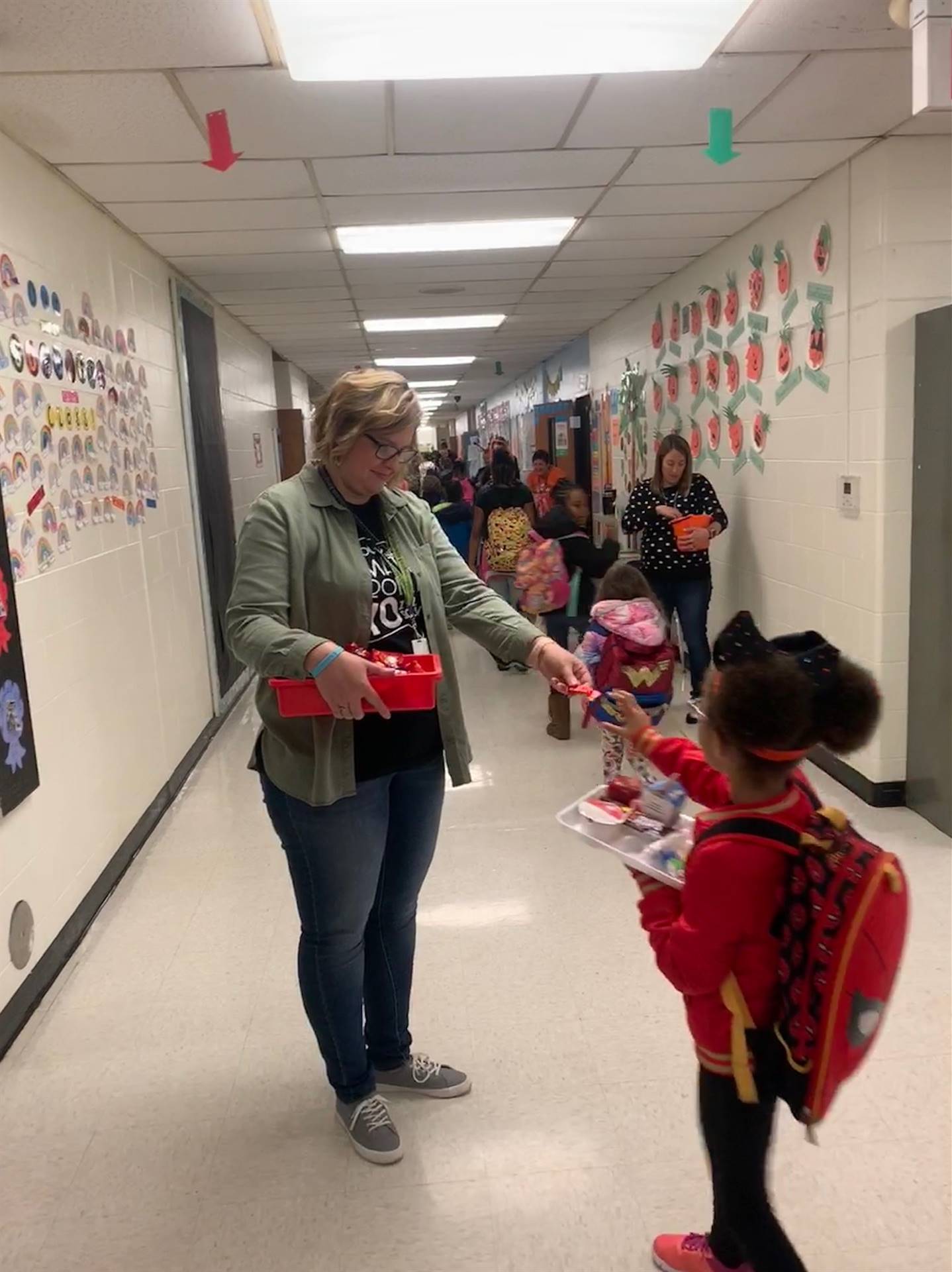 passing out candy