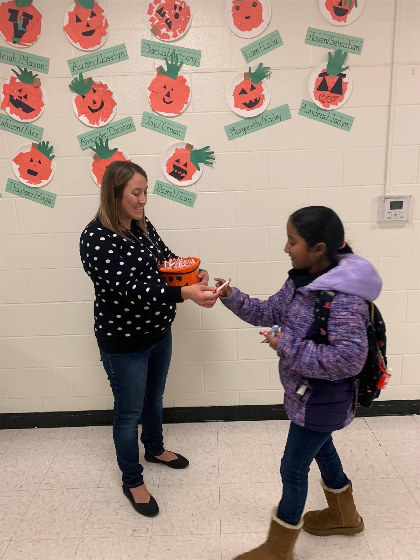 passing out candy