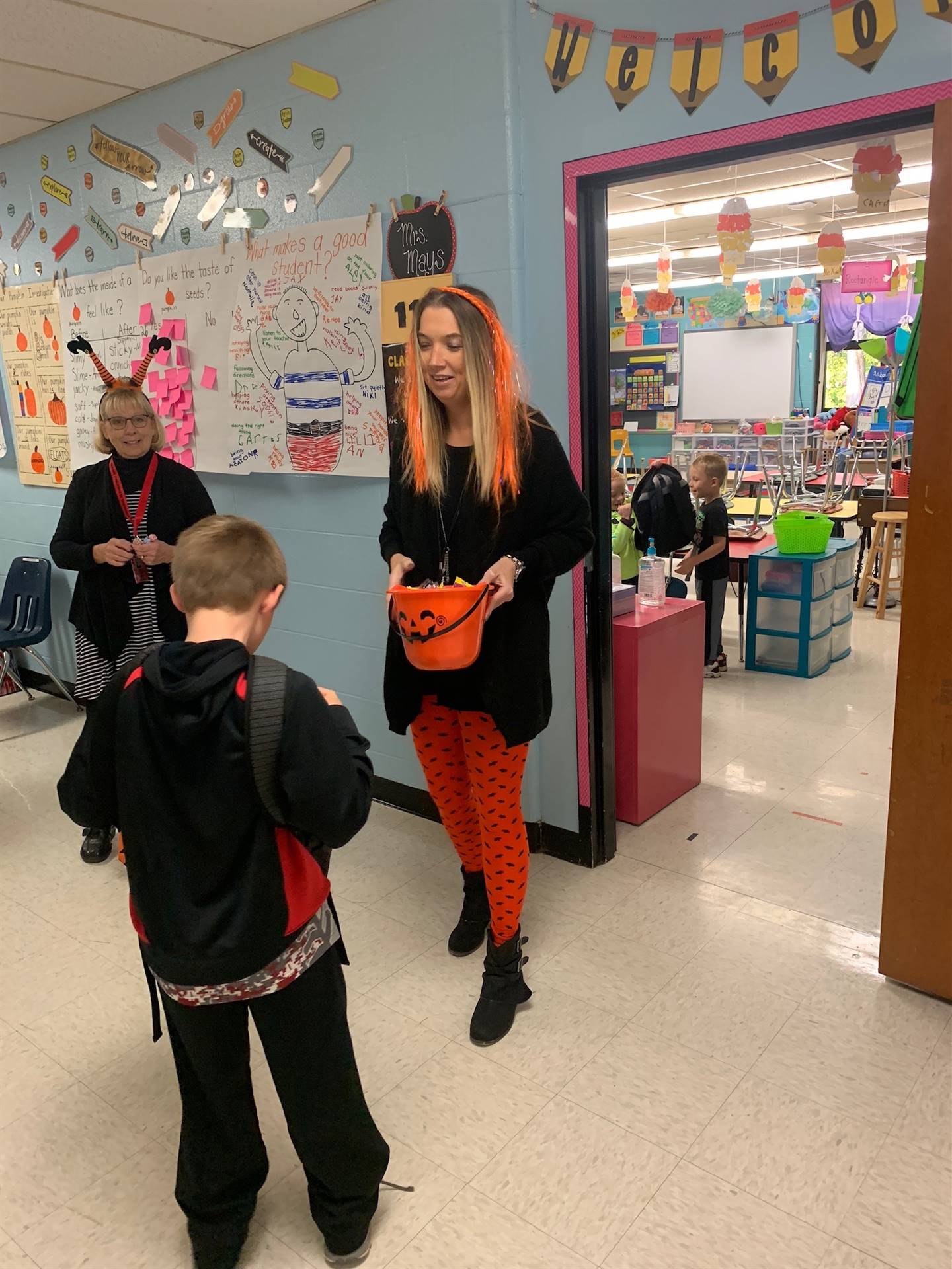 passing out candy