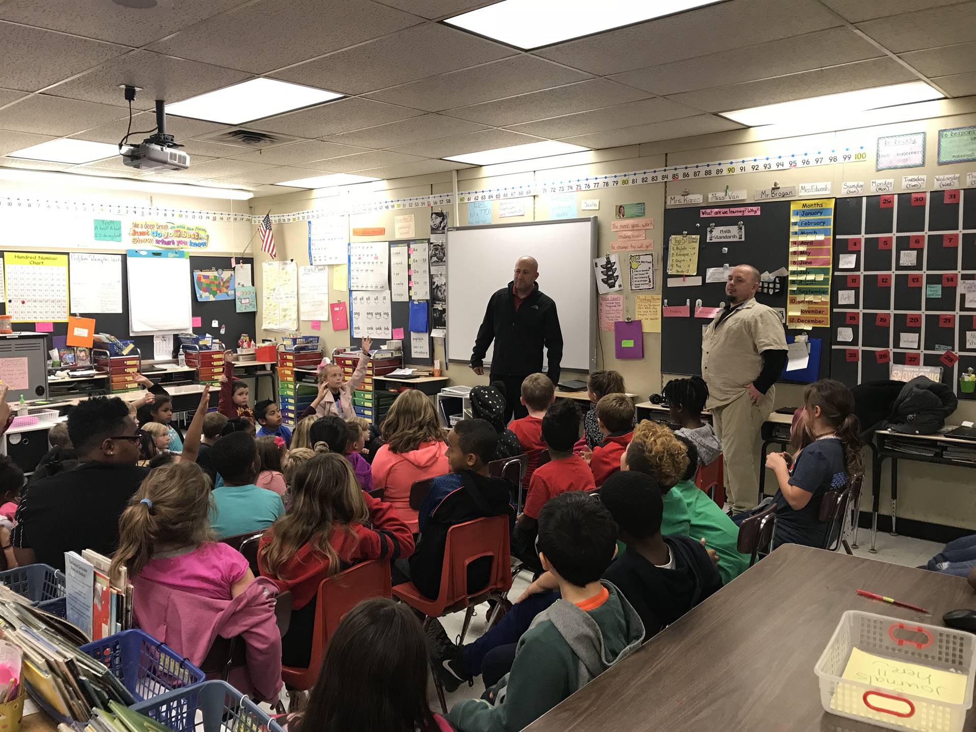 Veterans speaking with students