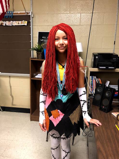 student dressed as Sally from Nightmare Before Christmas
