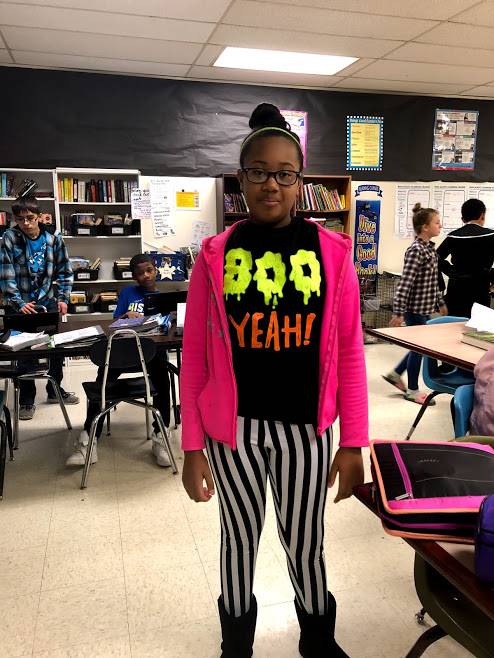 student dressed for Halloween