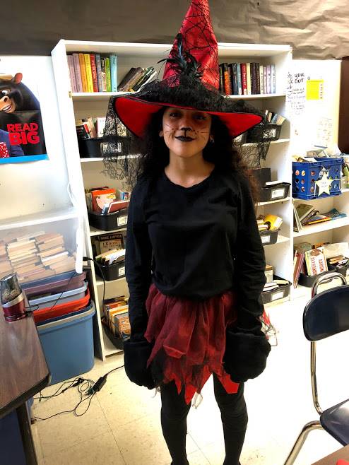 student dressed as a "cat witch"