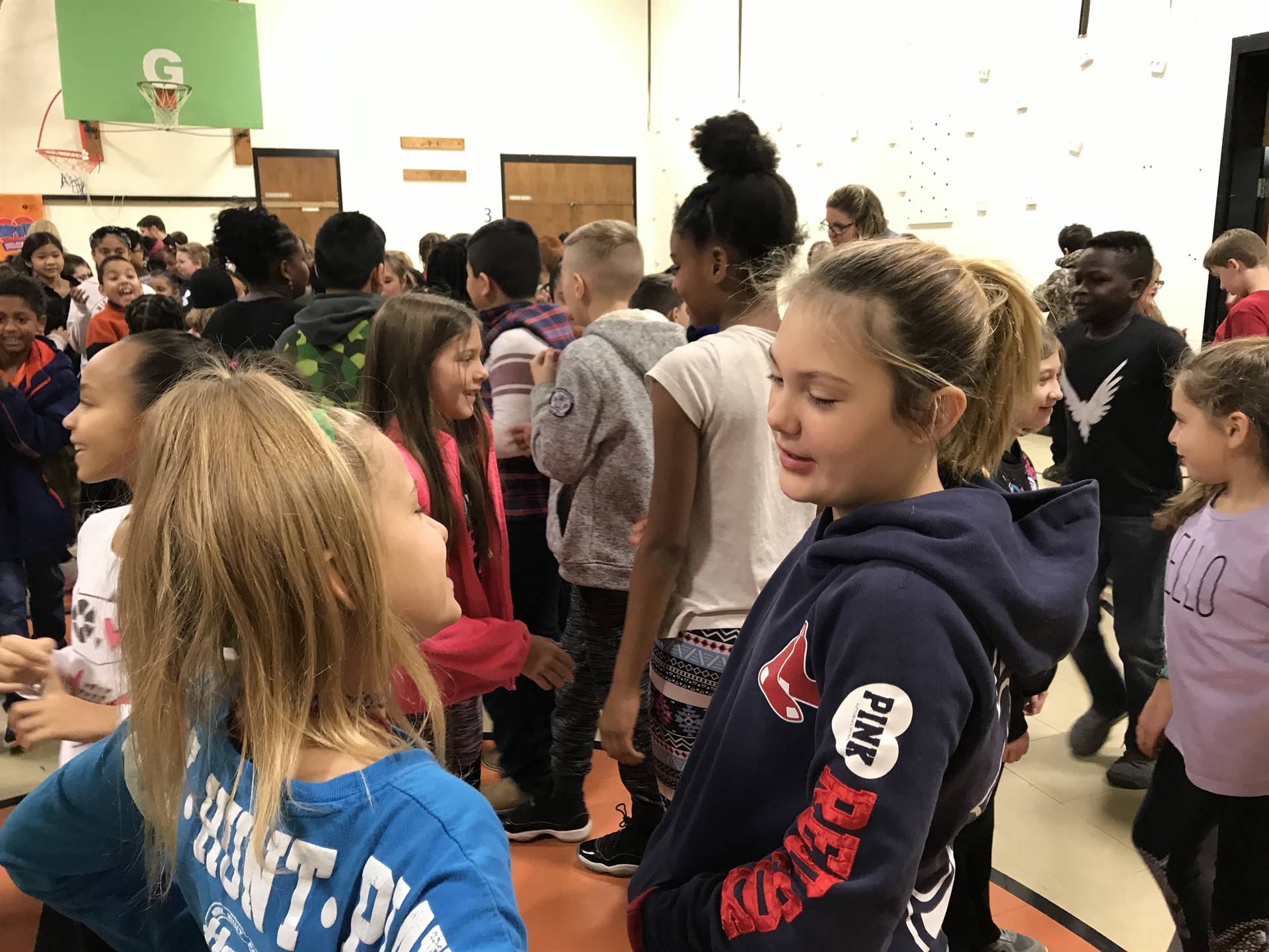 children greeting each other