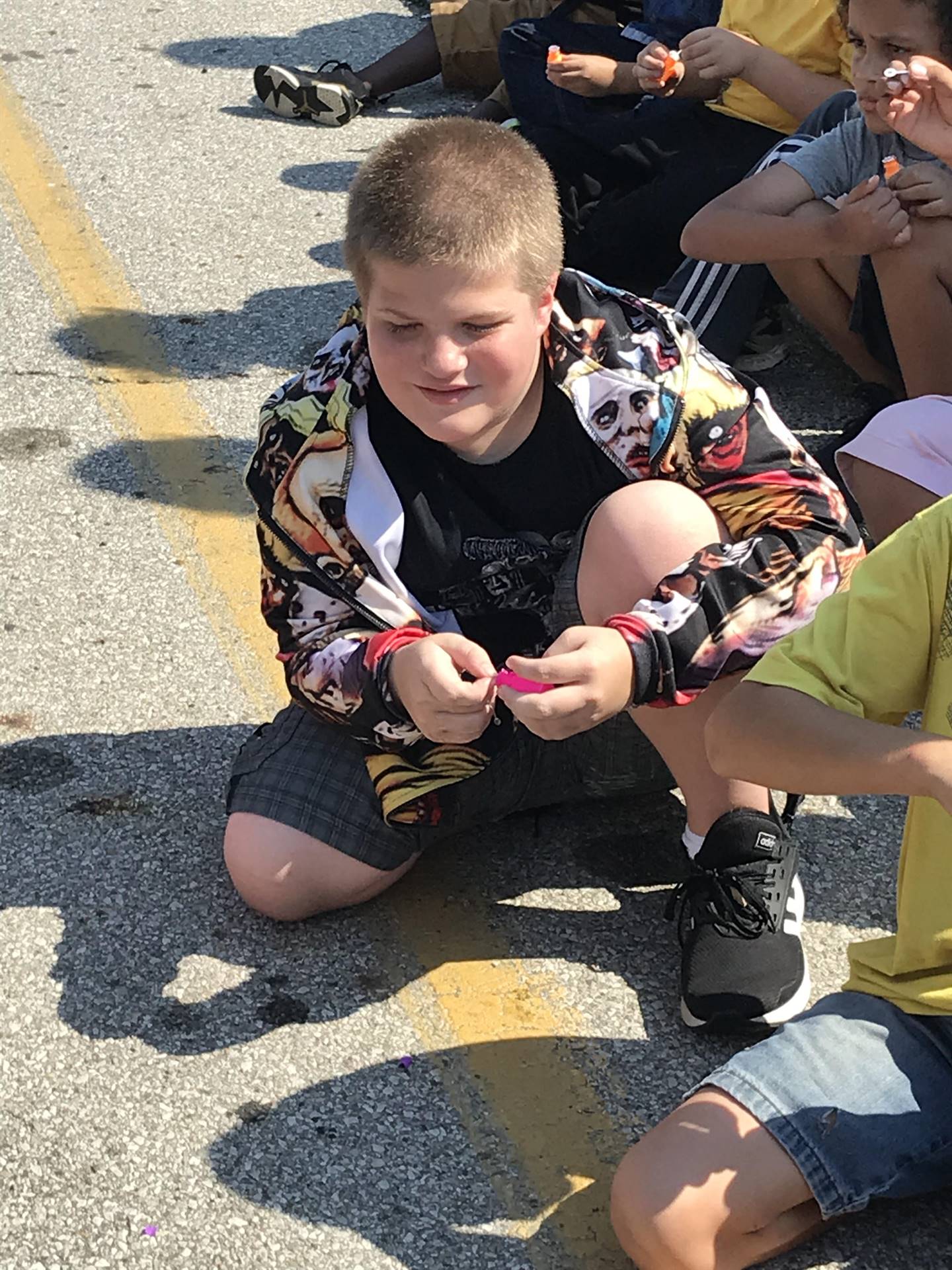 Child blowing bubbles