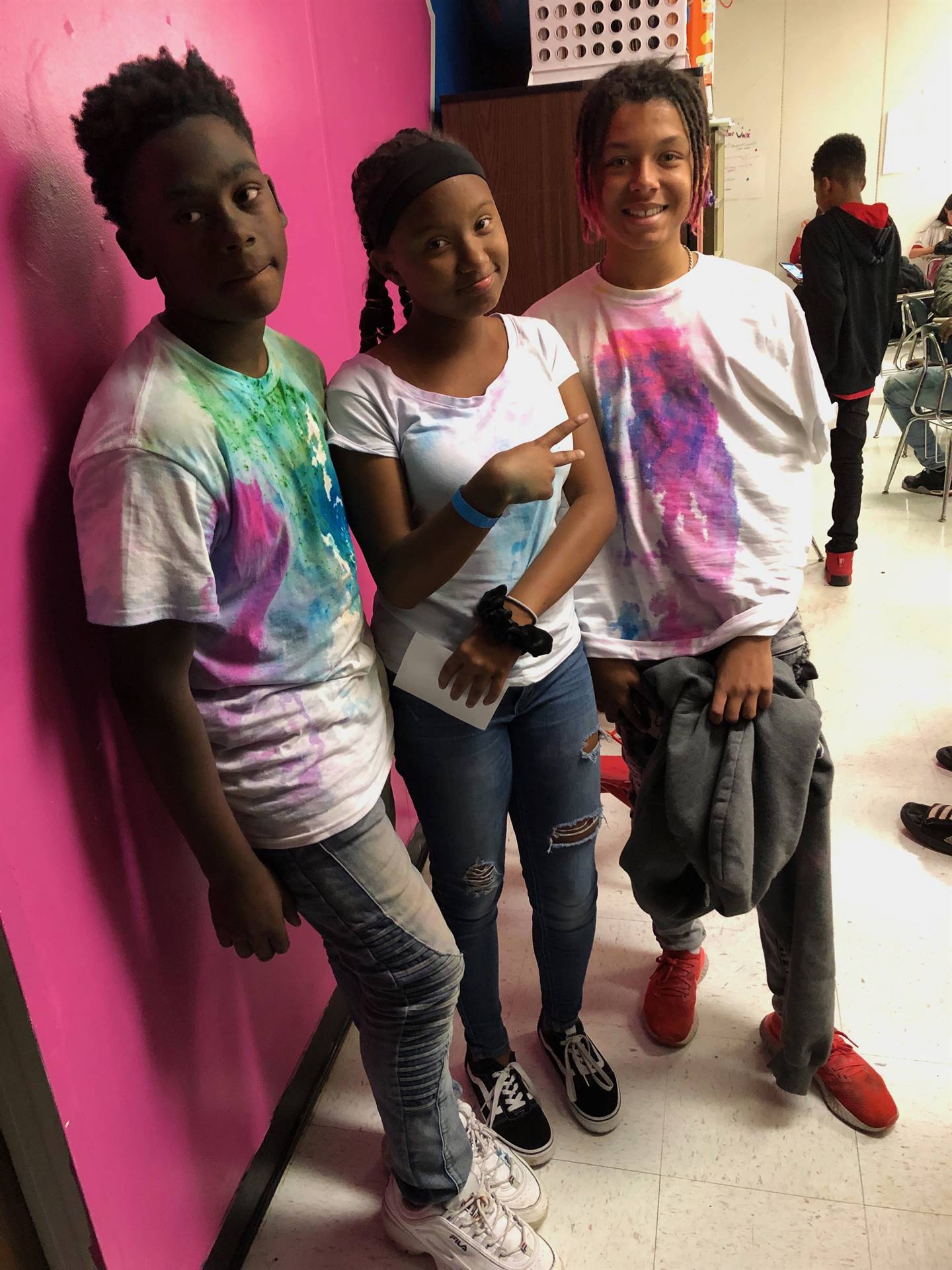 Students with colored shirts