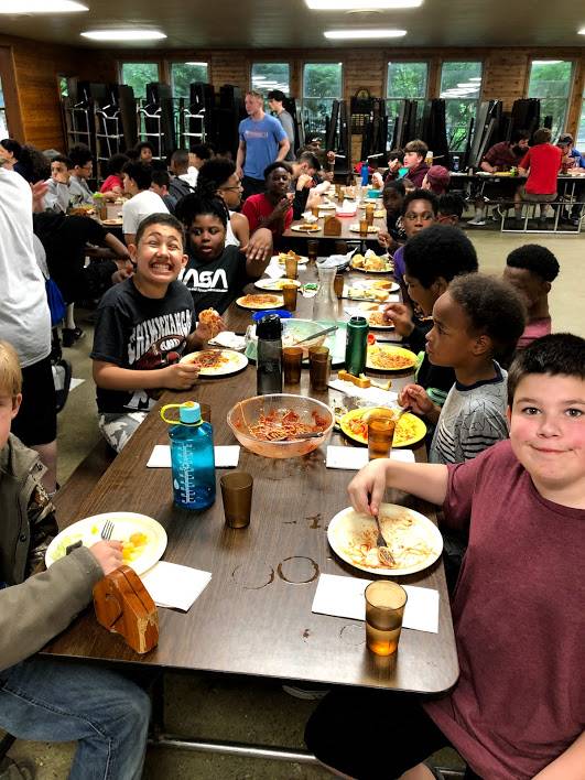 boys eating dinner