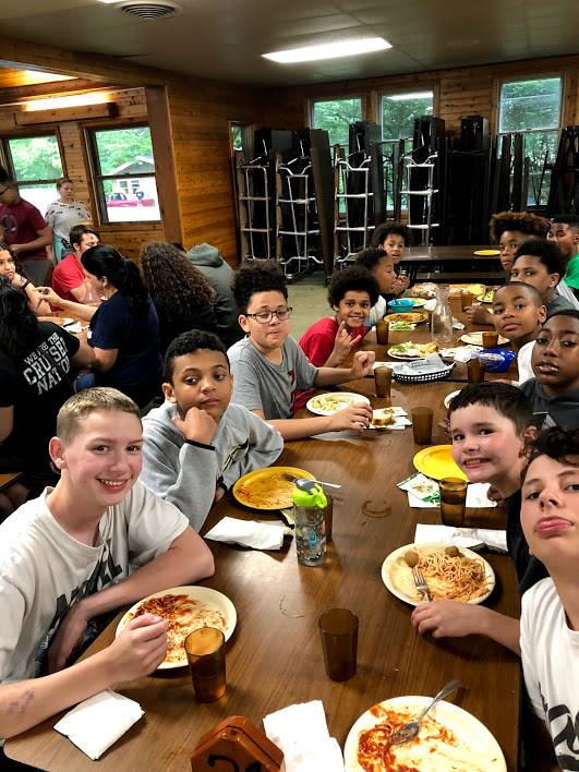 boys eating dinner