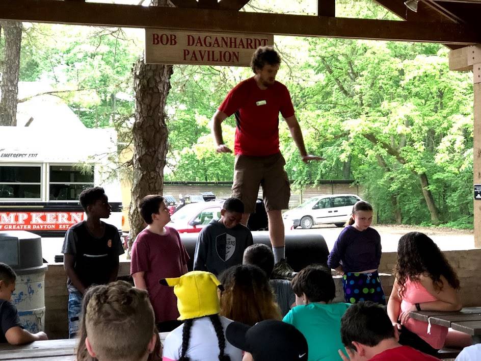 students doing activity at camp