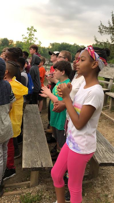 students doing activity at camp