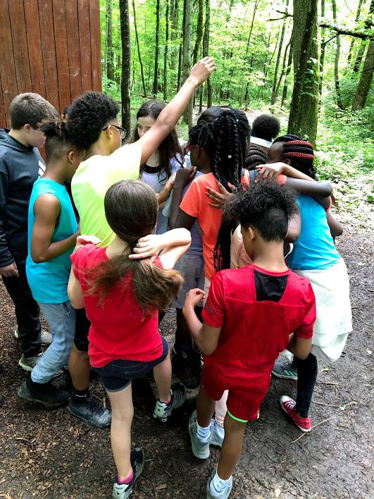 students doing activity at camp