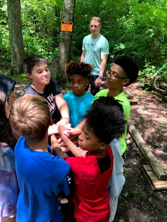 students doing activity at camp