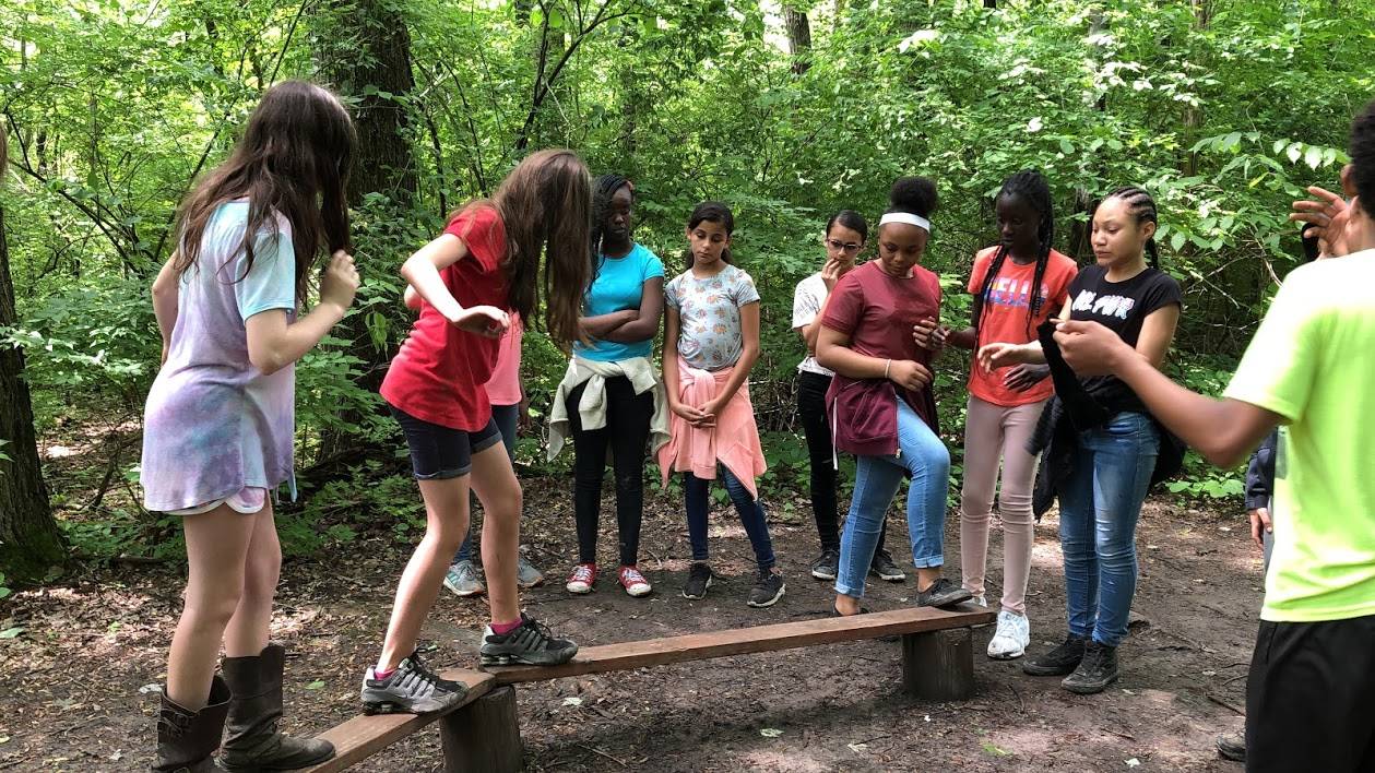 students doing activity at camp