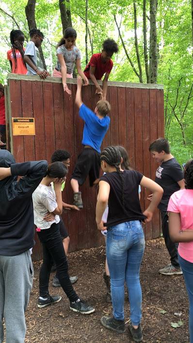 students doing activity at camp