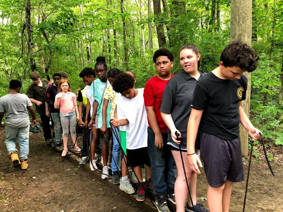 students doing activity at camp