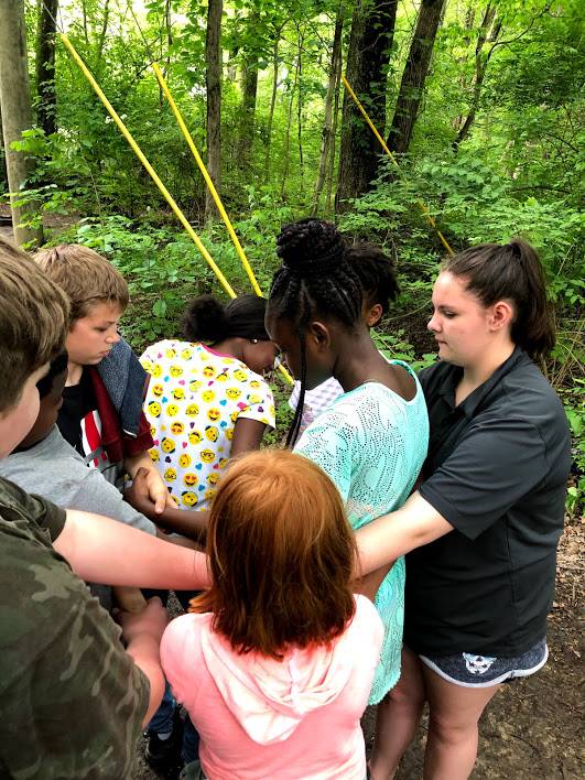 students doing activity at camp