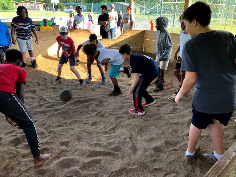 students playing gaga ball