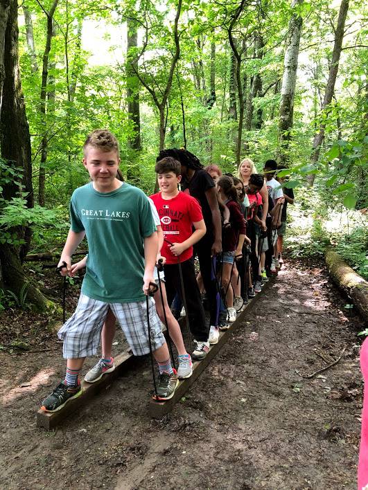 students doing activity at camp