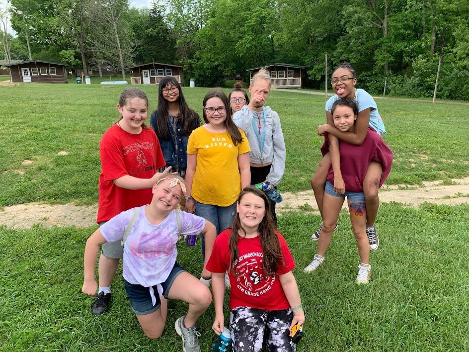 students doing activity at camp