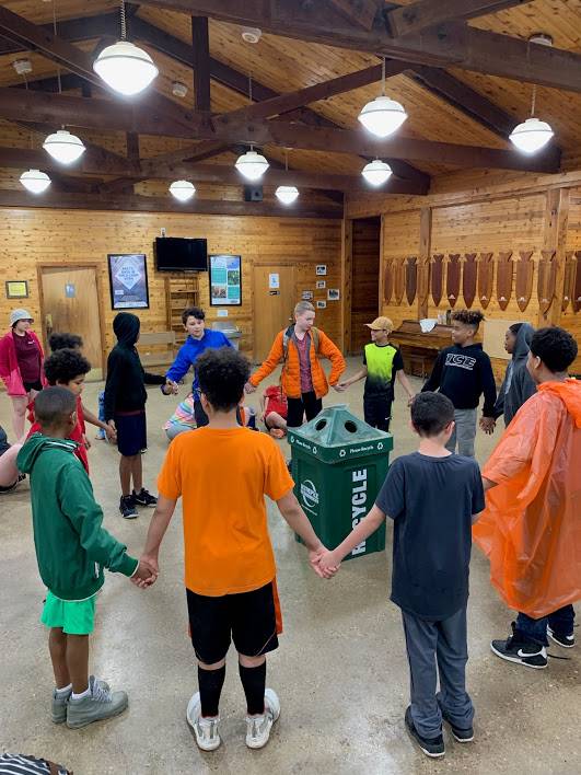 students doing activity at camp