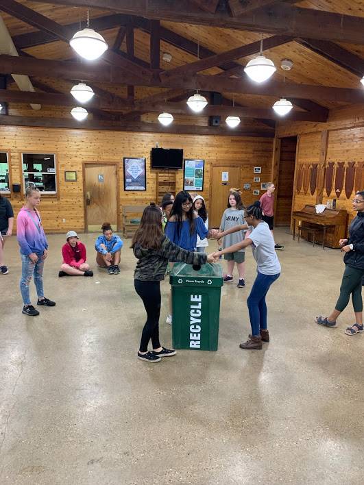 students doing activity at camp
