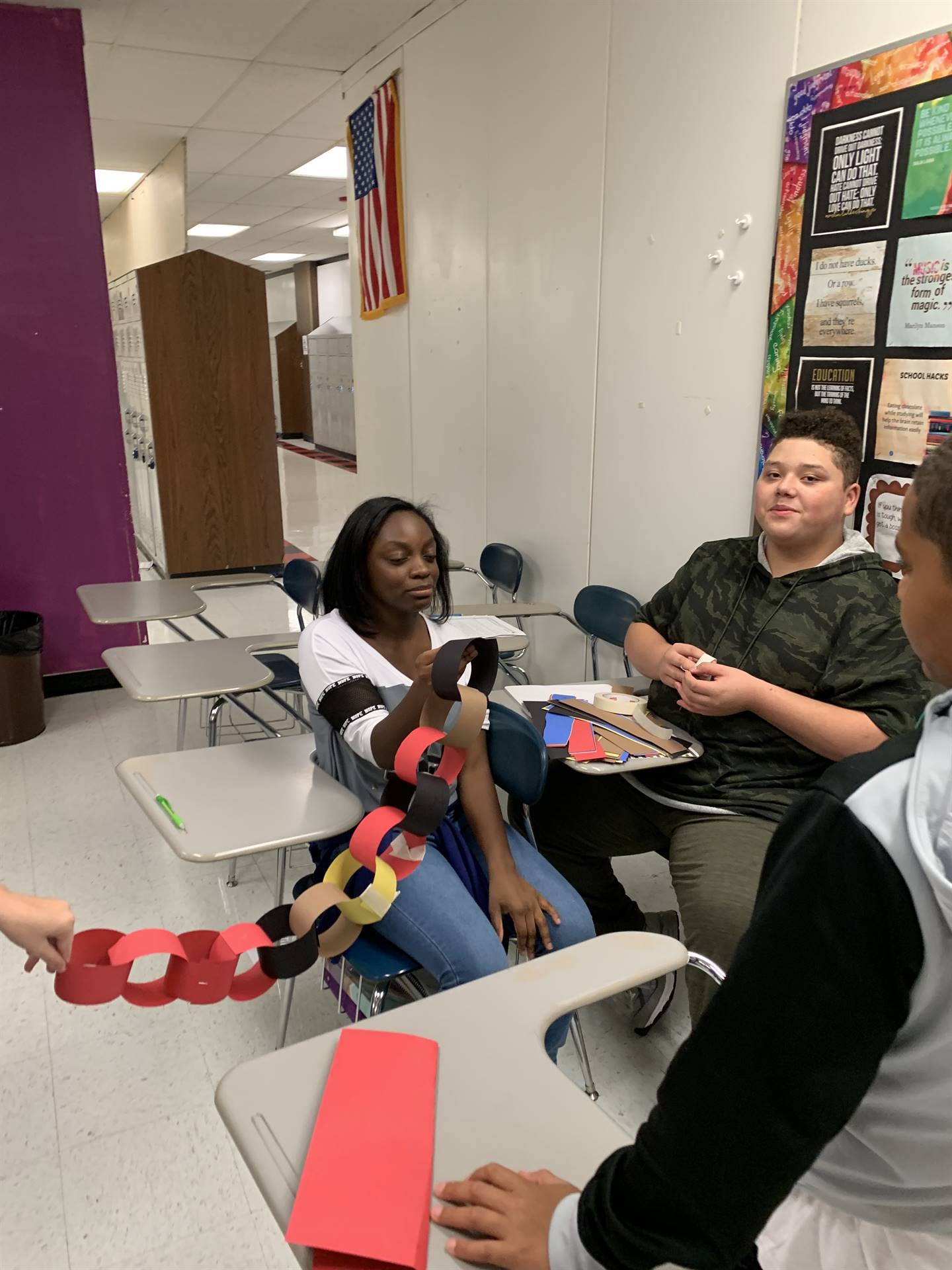 students building paper chains