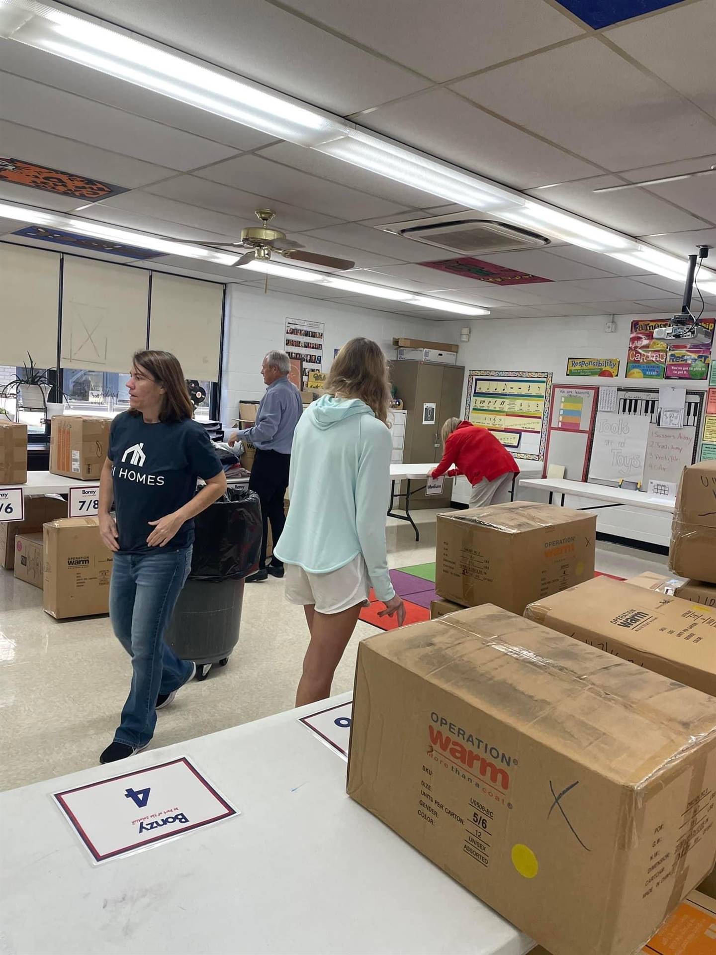 Volunteers setting up for Operation Warm