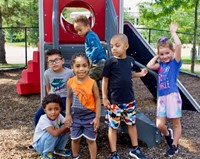 preschoolers on slide