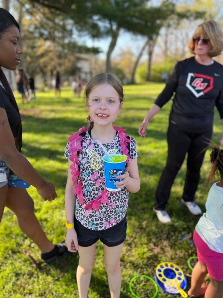 Student enjoying a cold treat