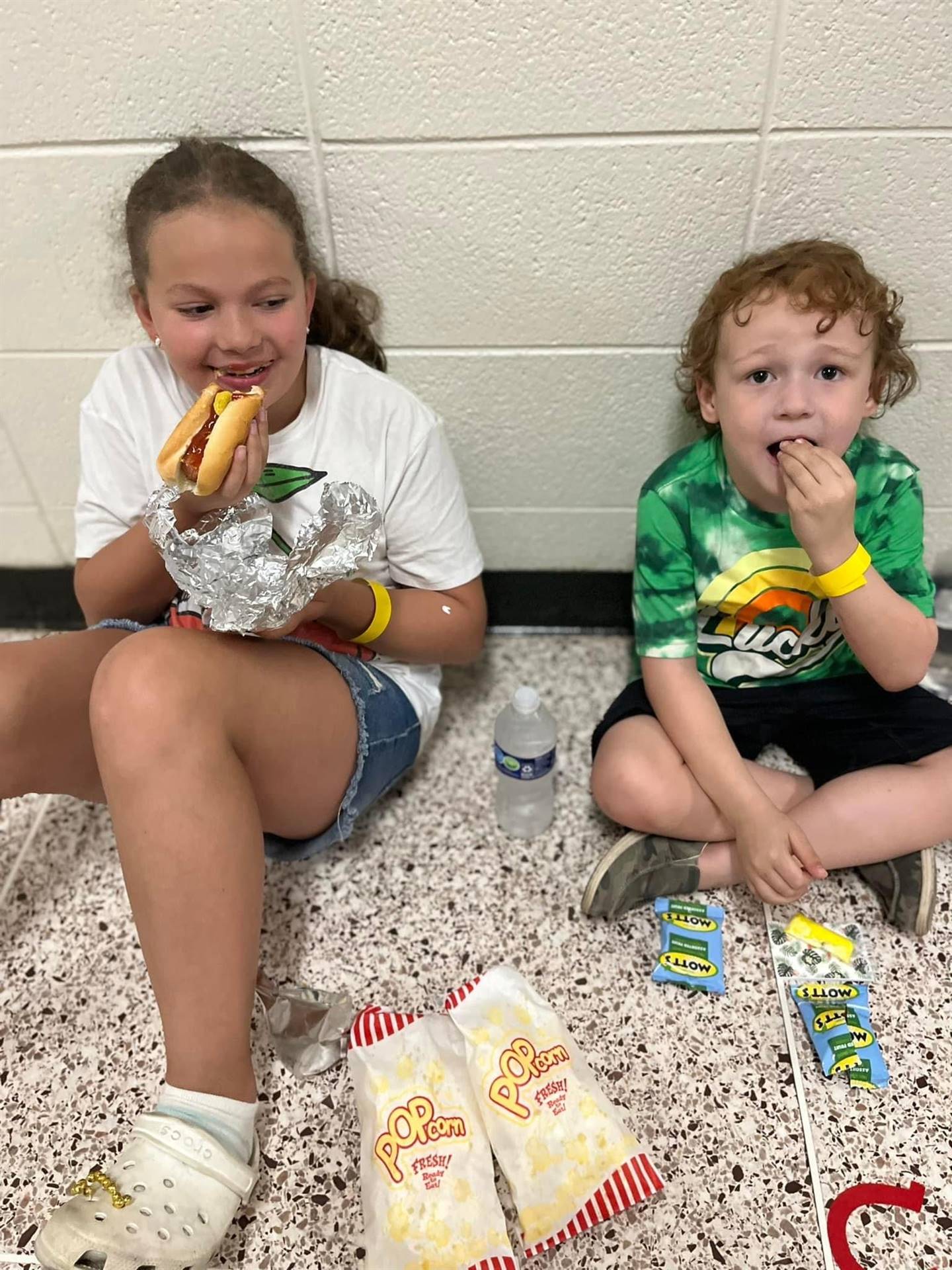 Children eating snacks
