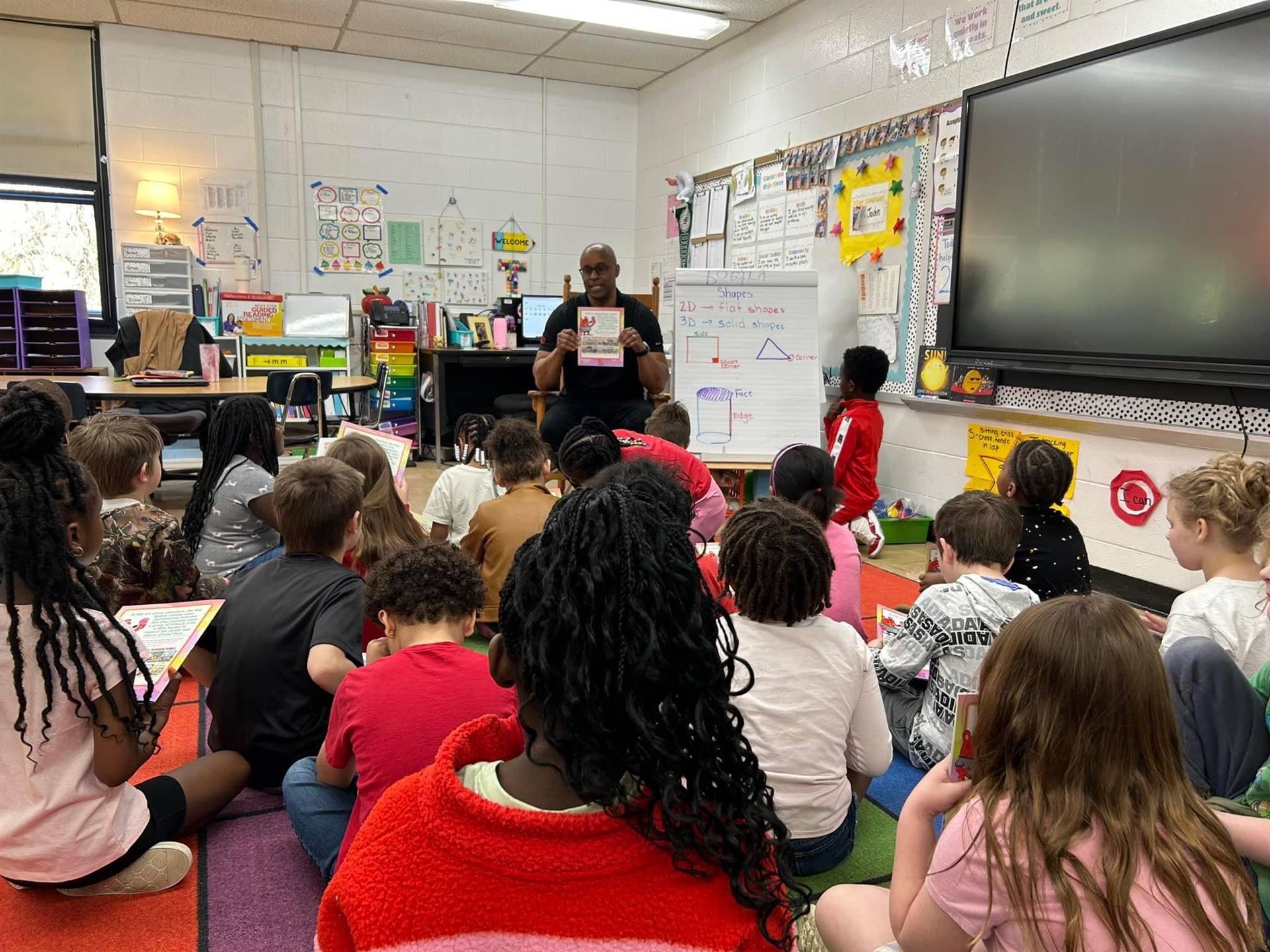 Students listening to a story