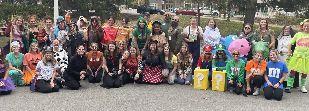 Groveport Elementary staff in Halloween costumes