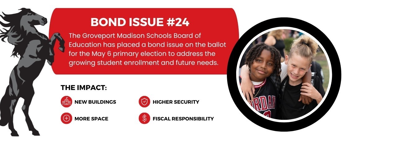 Cruiser and students in bond issue banner