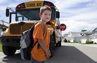 Student and school bus