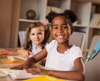 smiling kindergarten girls